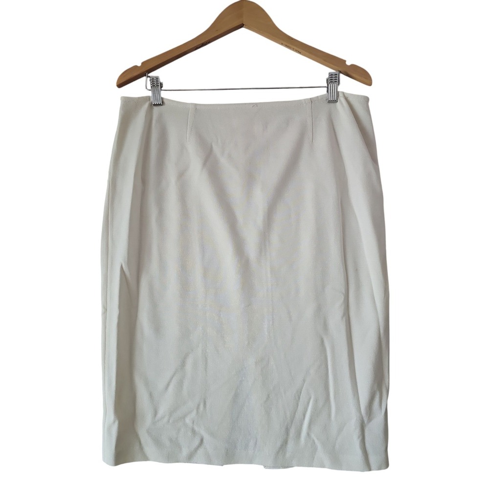 ST JOHN‎ COLLECTION Ivory Wool Blend Below Knee Pencil Straight Skirt sz 12 YJ01